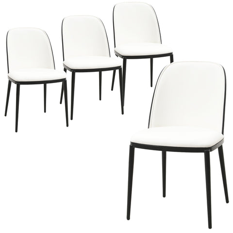 Tule Dining Side Chair with Upholstered Seat and Powder-Coated Steel Frame Set of 4