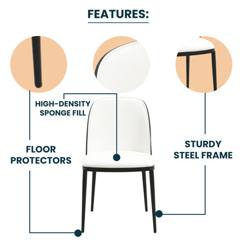 Tule Dining Side Chair with Upholstered Seat and Powder-Coated Steel Frame