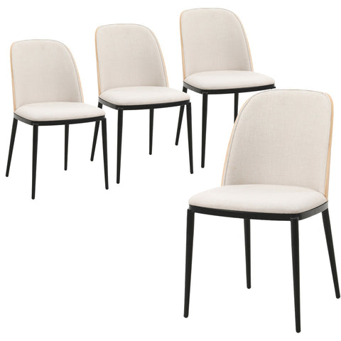 Tule Dining Side Chair with Upholstered Seat and Powder-Coated Steel Frame Set of 4