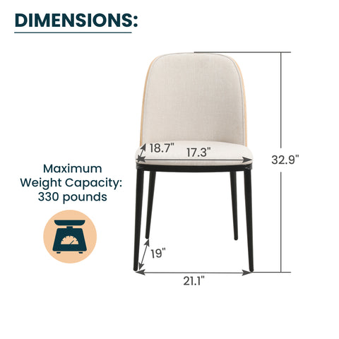 Tule Dining Side Chair with Upholstered Seat and Powder-Coated Steel Frame