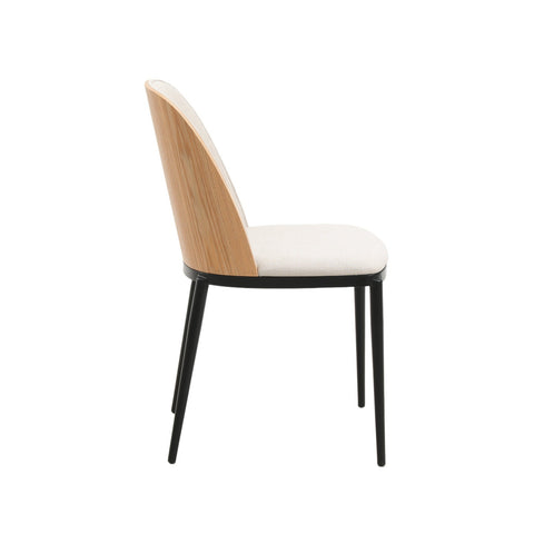 Tule Dining Side Chair with Upholstered Seat and Powder-Coated Steel Frame