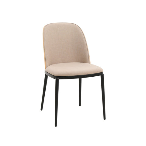 Tule Dining Side Chair with Upholstered Seat and Powder-Coated Steel Frame