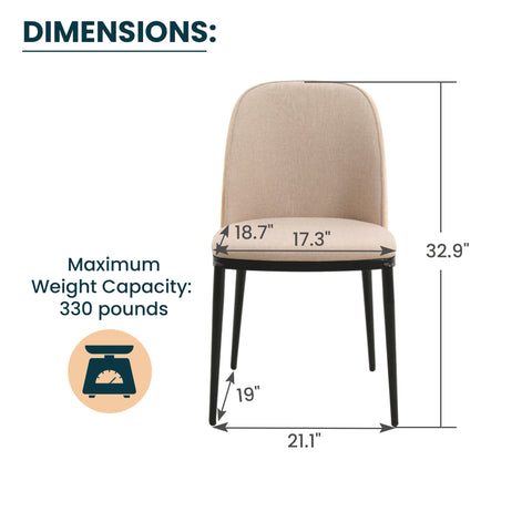 Tule Dining Side Chair with Upholstered Seat and Powder-Coated Steel Frame