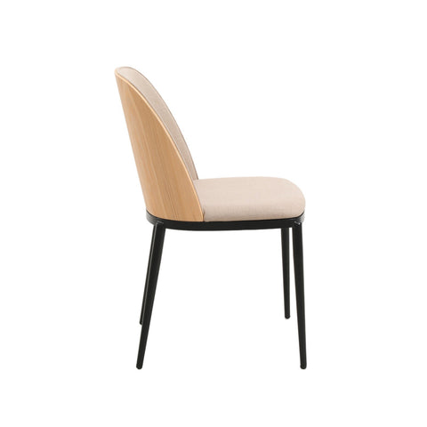 Tule Dining Side Chair with Upholstered Seat and Powder-Coated Steel Frame