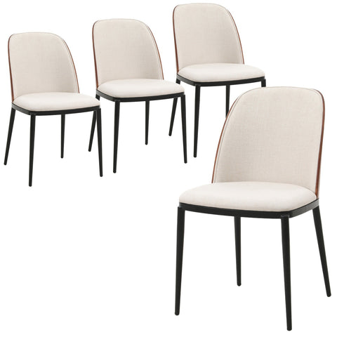 Tule Dining Side Chair with Upholstered Seat and Powder-Coated Steel Frame Set of 4