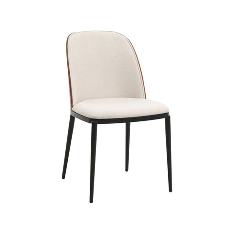 Tule Dining Side Chair with Upholstered Seat and Powder-Coated Steel Frame