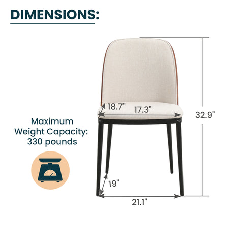 Tule Dining Side Chair with Upholstered Seat and Powder-Coated Steel Frame