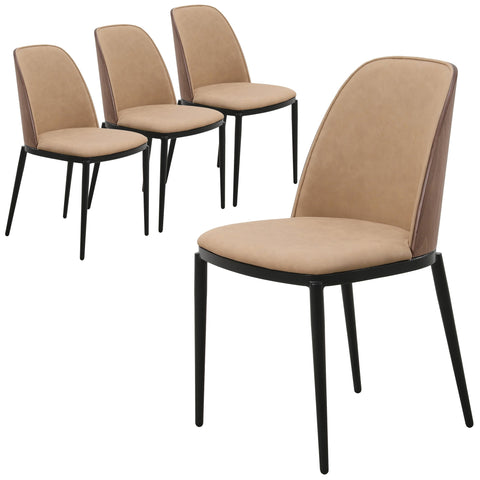 Tule Dining Side Chair with Upholstered Seat and Powder-Coated Steel Frame Set of 4