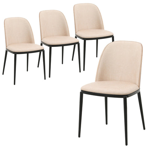 Tule Dining Side Chair with Upholstered Seat and Powder-Coated Steel Frame Set of 4