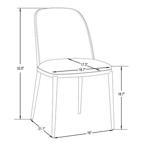 Tule Dining Side Chair with Upholstered Seat and Powder-Coated Steel Frame