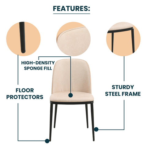 Tule Dining Side Chair with Upholstered Seat and Powder-Coated Steel Frame