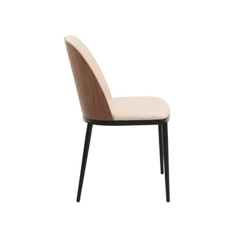 Tule Dining Side Chair with Upholstered Seat and Powder-Coated Steel Frame