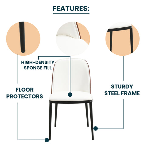 Tule Dining Side Chair with Upholstered Seat and Powder-Coated Steel Frame