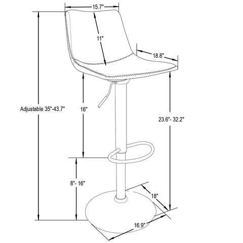 Tilbury Modem Adjustable Bar Stool With Footrest & 360-Degree Swivel Set of 2