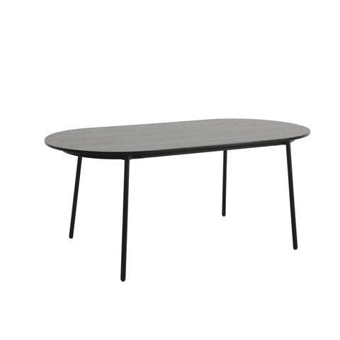 Tule Mid-Century Modern 71" Oval Dining Table with MDF Top and Black Steel Legs