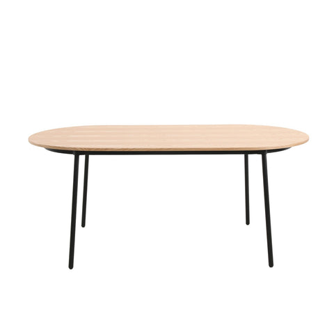 Tule Mid-Century Modern 71" Oval Dining Table with MDF Top and Black Steel Legs