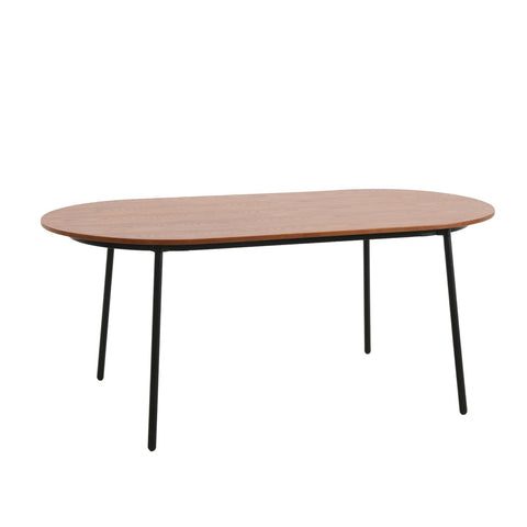 Tule Mid-Century Modern 71" Oval Dining Table with MDF Top and Black Steel Legs