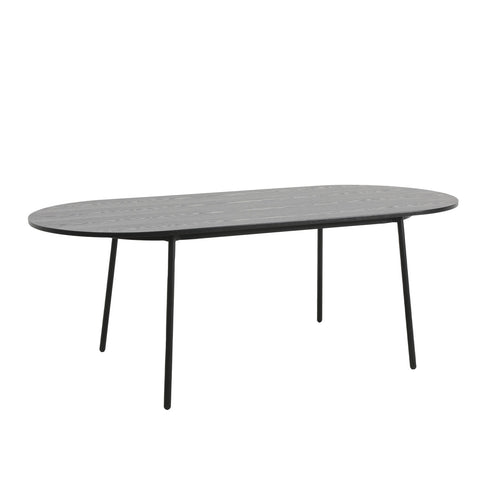 Tule Mid-Century Modern 83" Oval Dining Table with MDF Top and Black Steel Legs