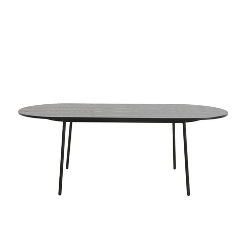 Tule Mid-Century Modern 83" Oval Dining Table with MDF Top and Black Steel Legs