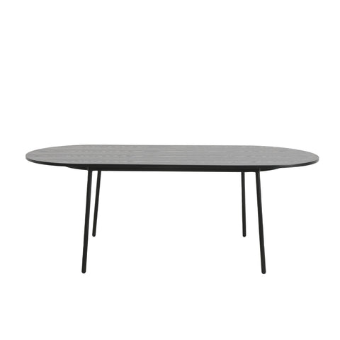 Tule Modern 83" Oval Dining Table with MDF Tabletop and Black Steel Legs