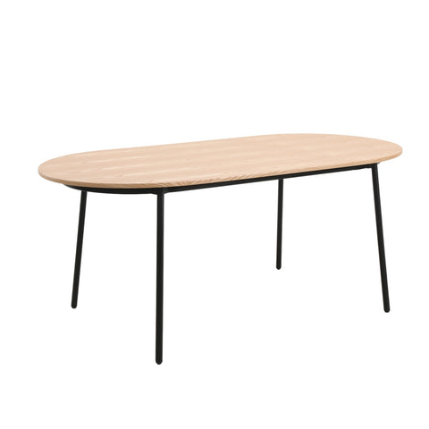 Tule Modern 83" Oval Dining Table with MDF Tabletop and Black Steel Legs