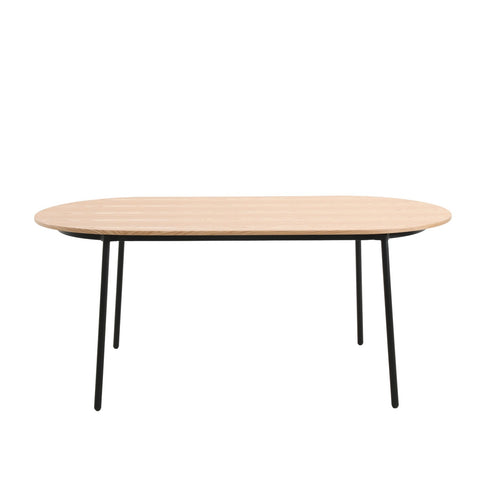 Tule Mid-Century Modern 83" Oval Dining Table with MDF Top and Black Steel Legs