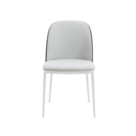 Tule Mid-Century Modern Dining Side Chair with Upholstered Seat and White Powder-Coated Steel Frame, Set of 2