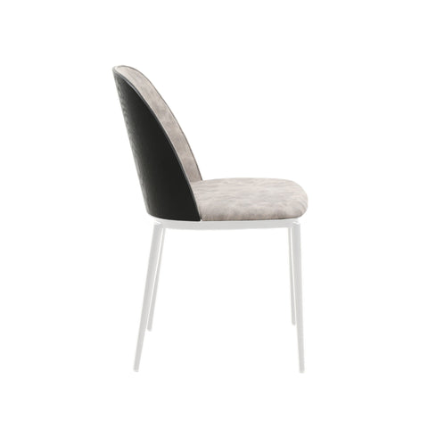 Tule Dining Side Chair with Upholstered Seat and Powder-Coated Steel Frame