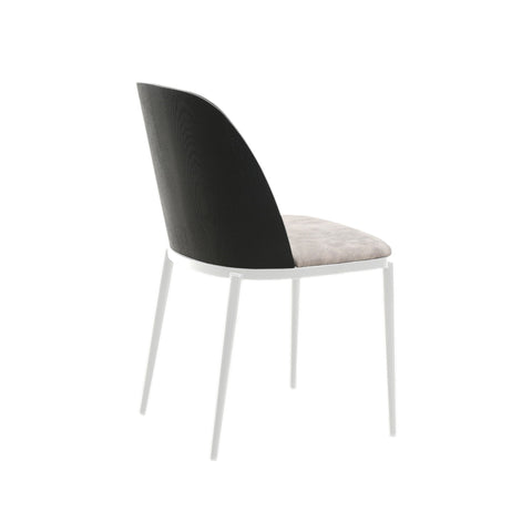 Tule Dining Side Chair with Upholstered Seat and Powder-Coated Steel Frame