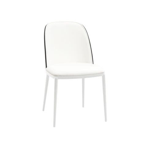 Tule Dining Side Chair with Upholstered Seat and Powder-Coated Steel Frame