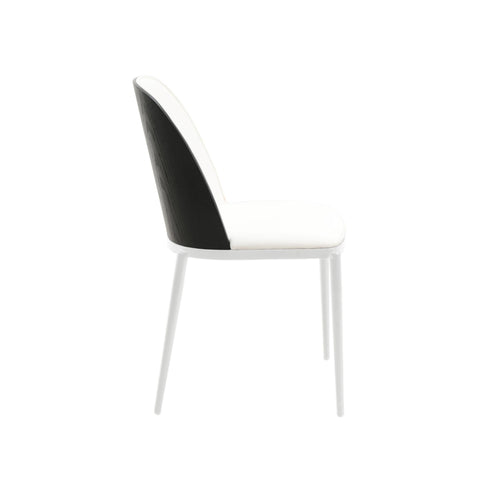 Tule Dining Side Chair with Upholstered Seat and Powder-Coated Steel Frame