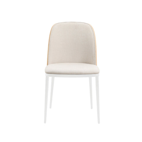 Tule Mid-Century Modern Dining Side Chair with Upholstered Seat and White Powder-Coated Steel Frame, Set of 2