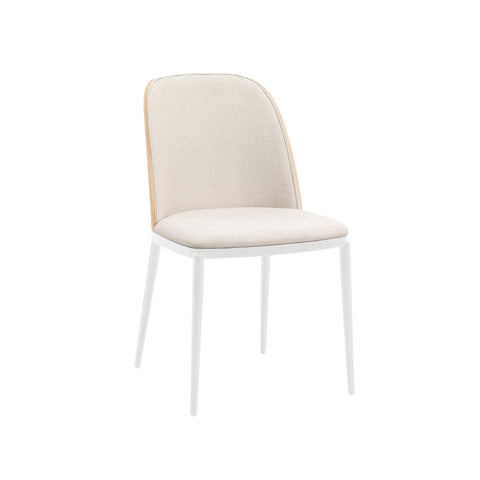 Tule Dining Side Chair with Upholstered Seat and Powder-Coated Steel Frame