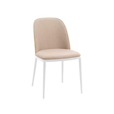 Tule Dining Side Chair with Upholstered Seat and Powder-Coated Steel Frame