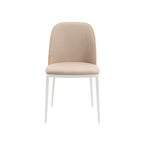 Tule Dining Side Chair with Upholstered Seat and Powder-Coated Steel Frame