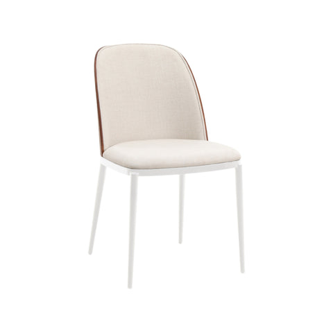 Tule Dining Side Chair with Upholstered Seat and Powder-Coated Steel Frame