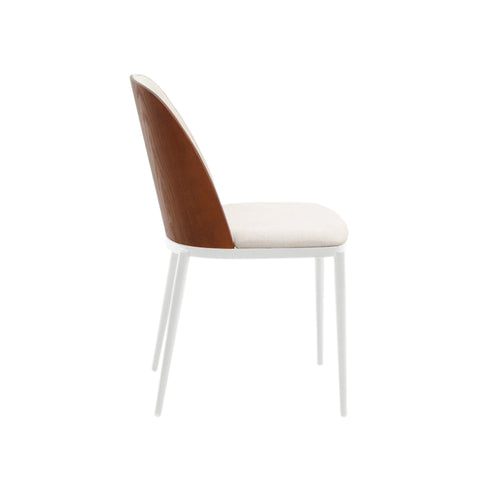 Tule Dining Side Chair with Upholstered Seat and Powder-Coated Steel Frame