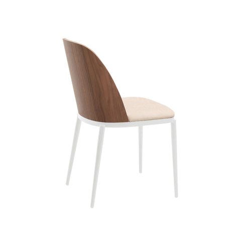 Tule Dining Side Chair with Upholstered Seat and Powder-Coated Steel Frame