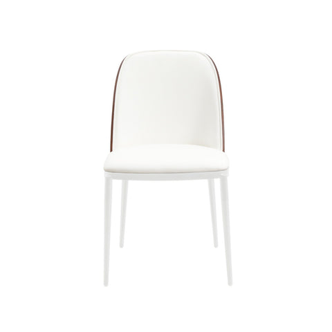 Tule Mid-Century Modern Dining Side Chair with Upholstered Seat and White Powder-Coated Steel Frame, Set of 2