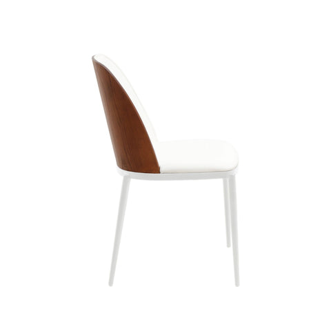 Tule Dining Side Chair with Upholstered Seat and Powder-Coated Steel Frame