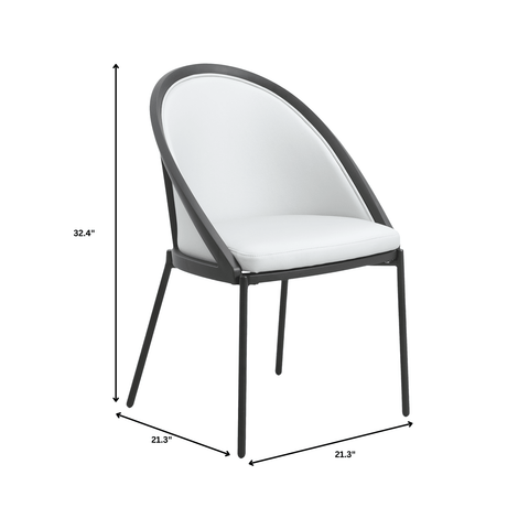 Urbane Dining Chair with Vinyl Fabric Seat and Wicker/Vinyl Backrest in Black Stainless Steel