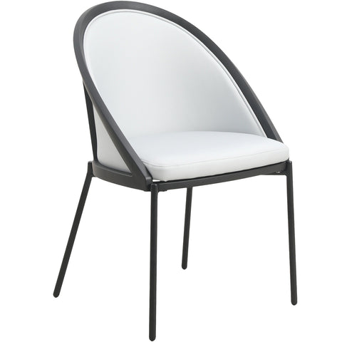 Urbane Dining Chair with Vinyl Fabric Seat and Wicker/Vinyl Backrest in Black Stainless Steel