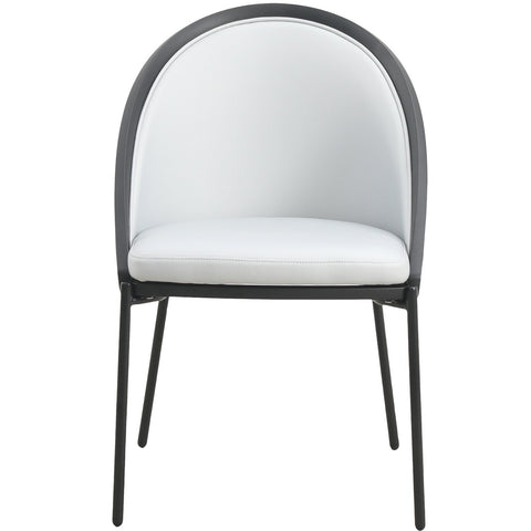 Urbane Dining Chair with Vinyl Fabric Seat and Wicker/Vinyl Backrest in Black Stainless Steel