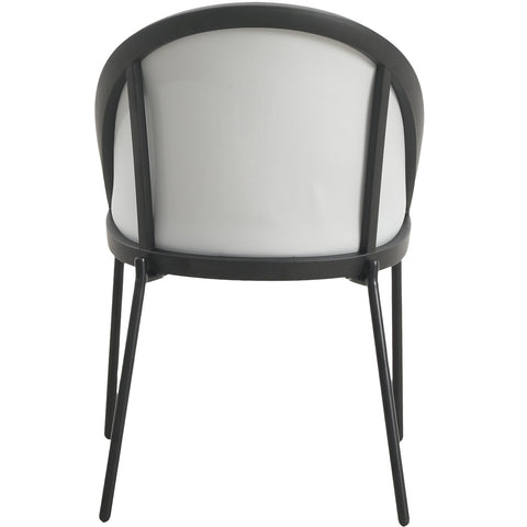 Urbane Dining Chair with Vinyl Fabric Seat and Wicker/Vinyl Backrest in Black Stainless Steel