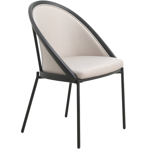 Urbane Dining Chair with Vinyl Fabric Seat and Wicker/Vinyl Backrest in Black Stainless Steel