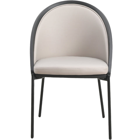 Urbane Dining Chair with Vinyl Fabric Seat and Wicker/Vinyl Backrest in Black Stainless Steel