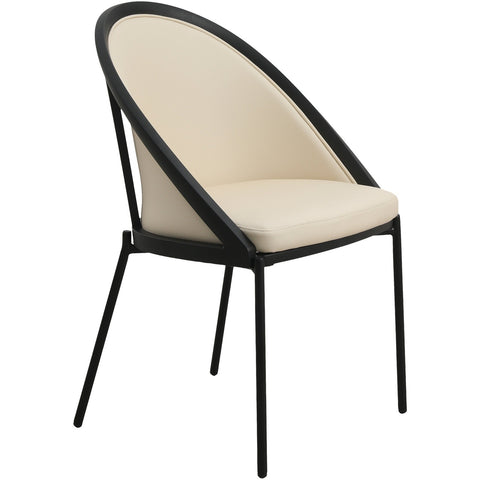 Urbane Dining Chair with Vinyl Fabric Seat and Wicker/Vinyl Backrest in Black Stainless Steel