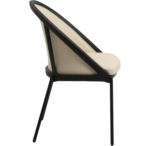 Urbane Dining Chair with Vinyl Fabric Seat and Wicker/Vinyl Backrest in Black Stainless Steel