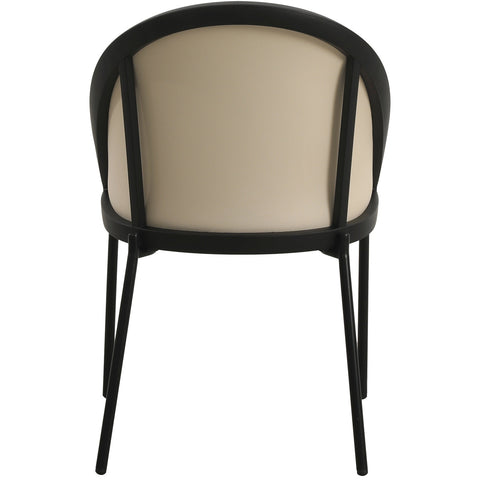 Urbane Dining Chair with Vinyl Fabric Seat and Wicker/Vinyl Backrest in Black Stainless Steel