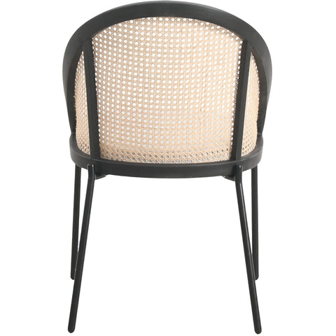 Urbane Dining Chair with Vinyl Fabric Seat and Wicker/Vinyl Backrest in Black Stainless Steel